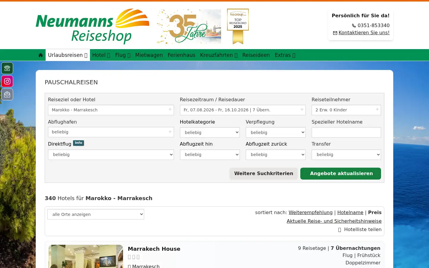 Screenshot of neumanns-reiseshop.de