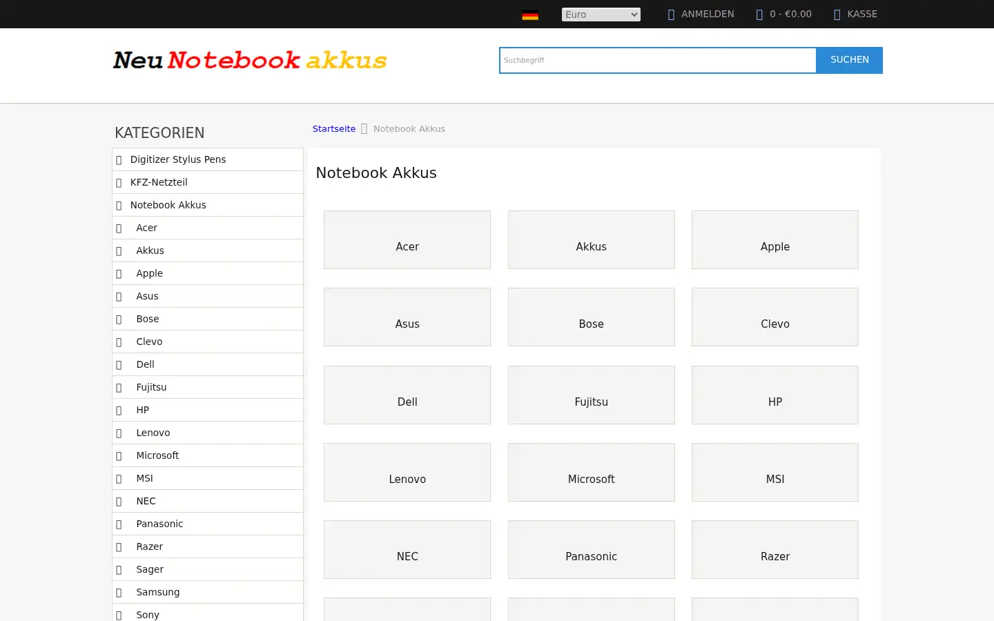 Screenshot of neunotebookakkus.com