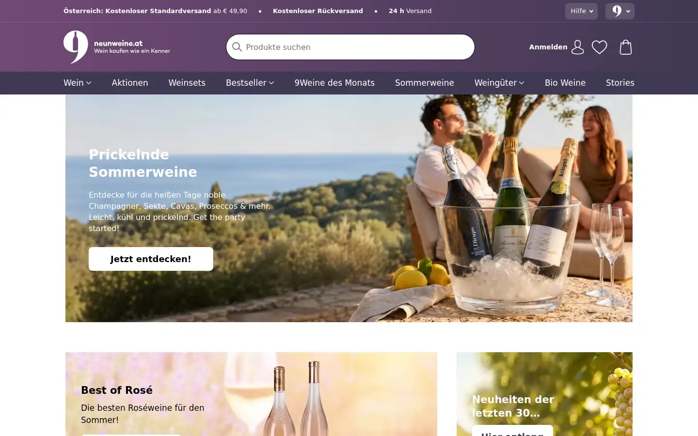 Screenshot of neunweine.at