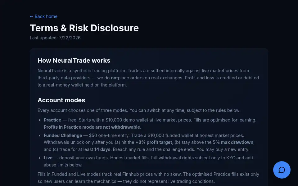 Screenshot of neuraltrade.cloud