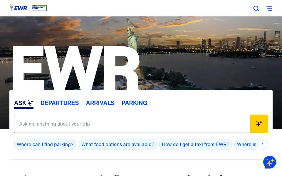 Screenshot of newarkairport.com