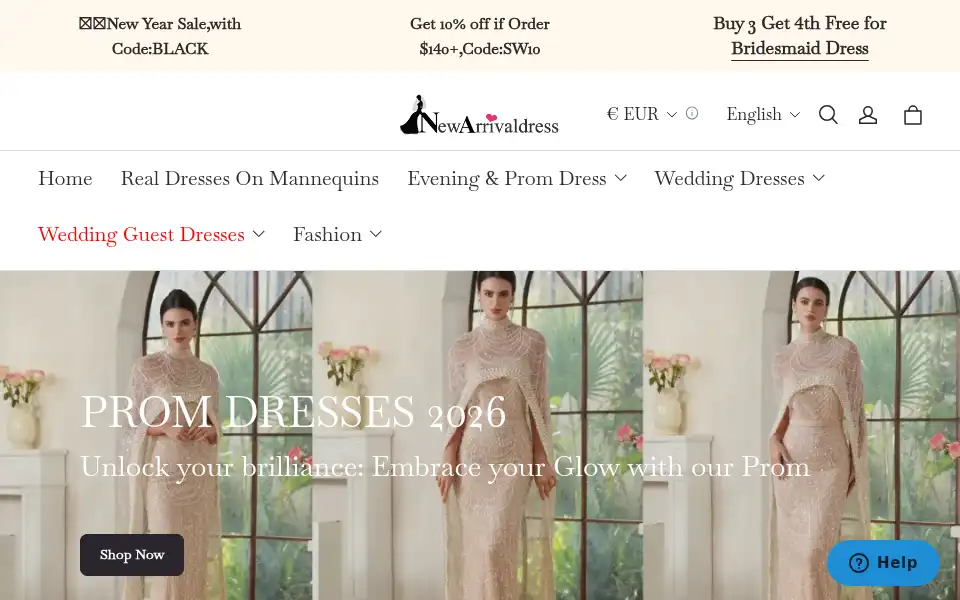 Screenshot of newarrivaldress.com