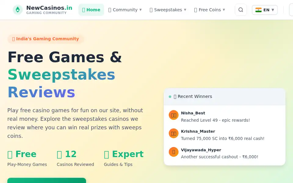 Screenshot of newcasinos.in