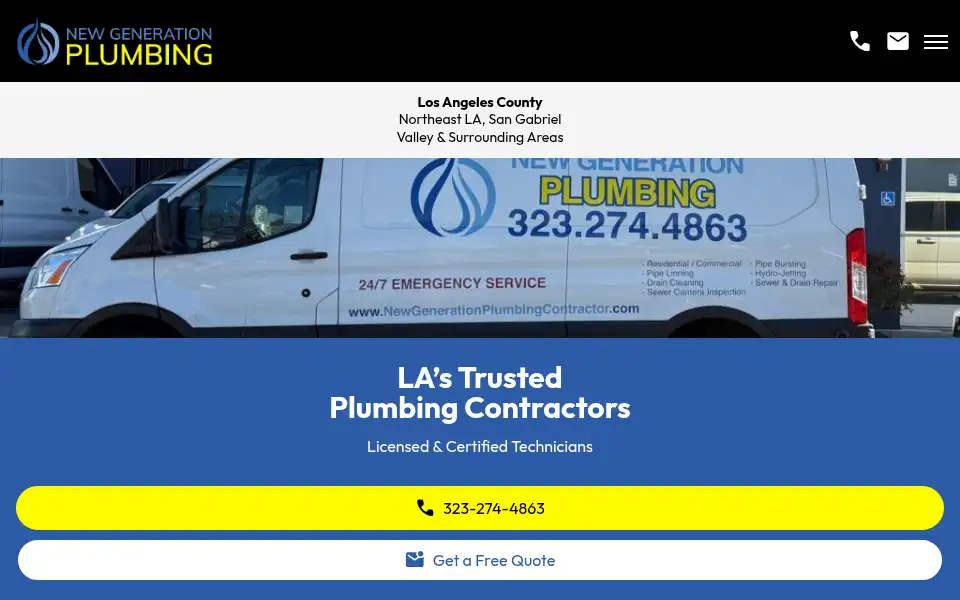 Screenshot of newgenerationplumbingcontractor.com