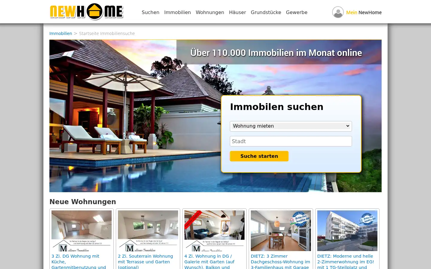 Screenshot of newhome.de