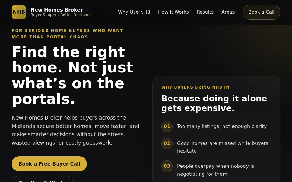 Screenshot of newhomesbroker.co.uk