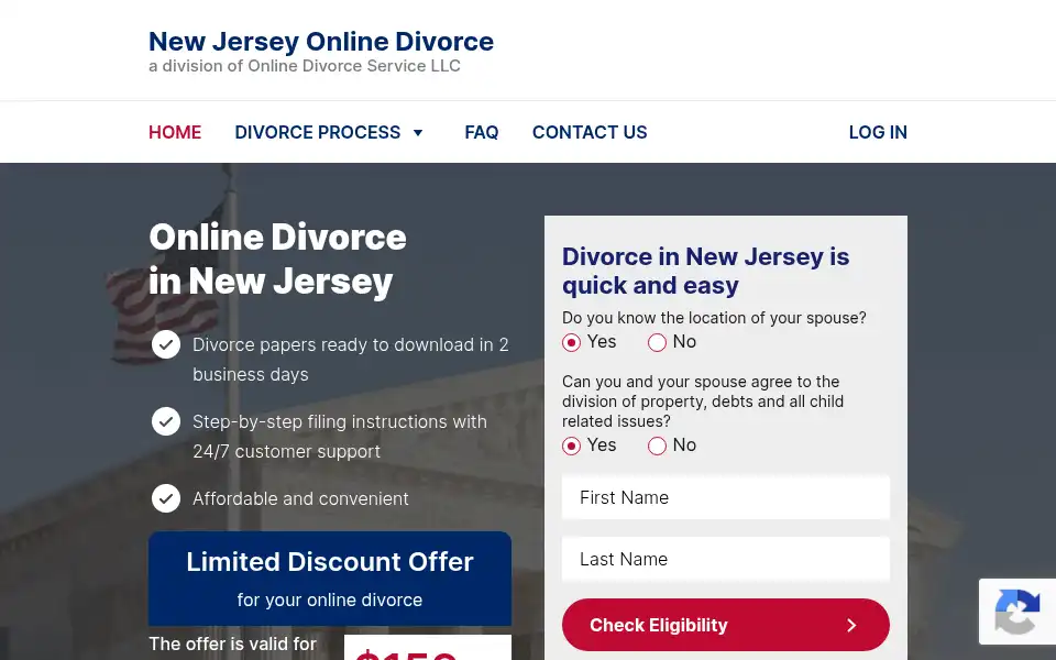 Screenshot of newjerseyonlinedivorce.com