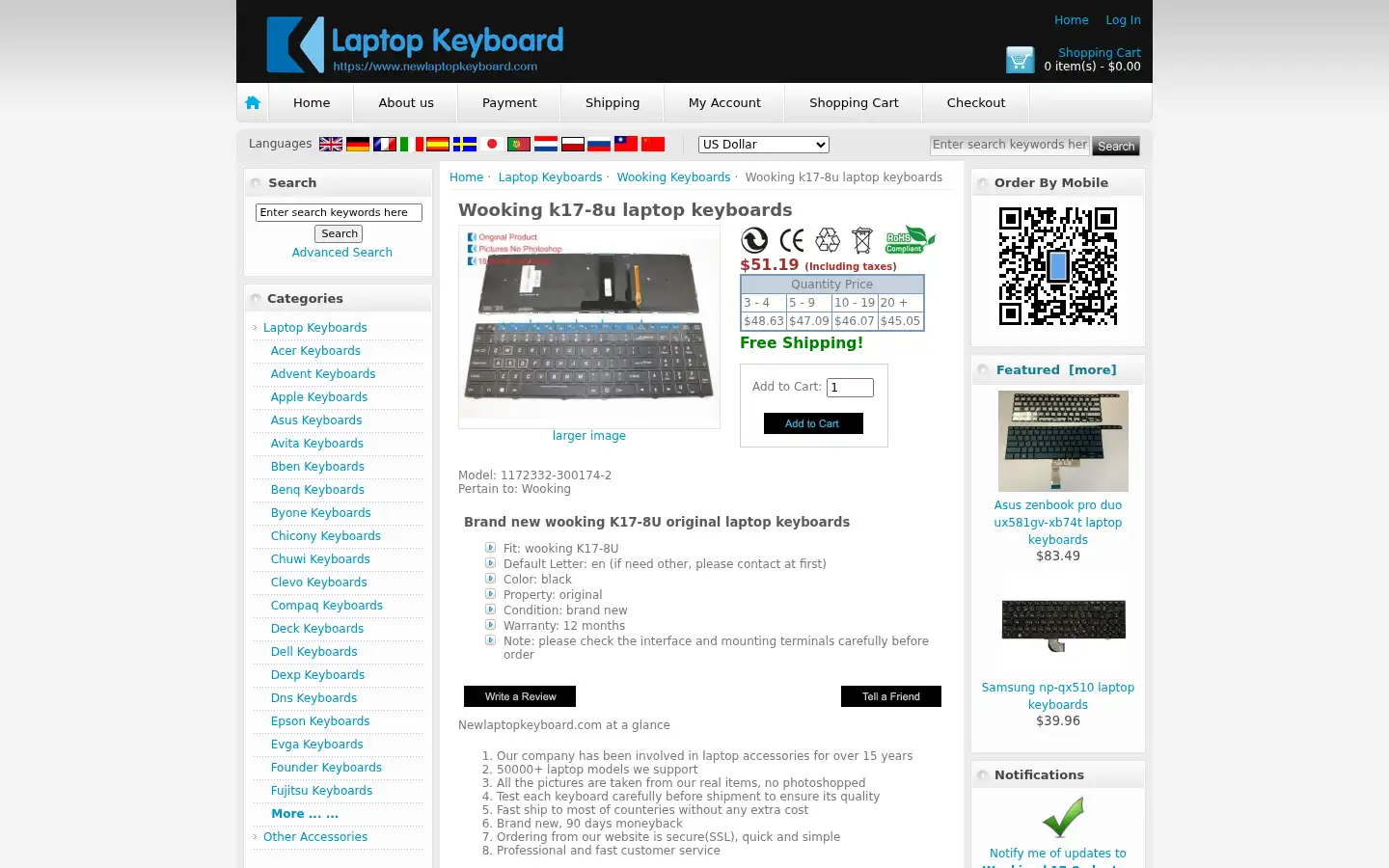 Screenshot of newlaptopkeyboard.com