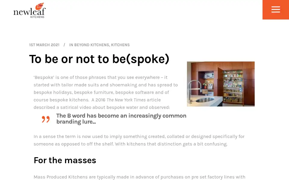Screenshot of newleaf-kitchens.com