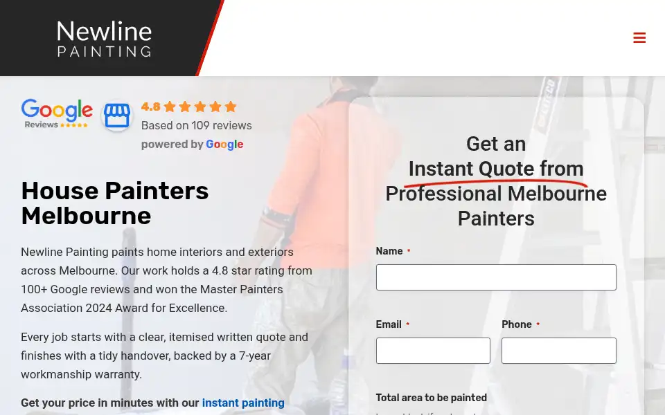 Screenshot of newlinepainting.com.au