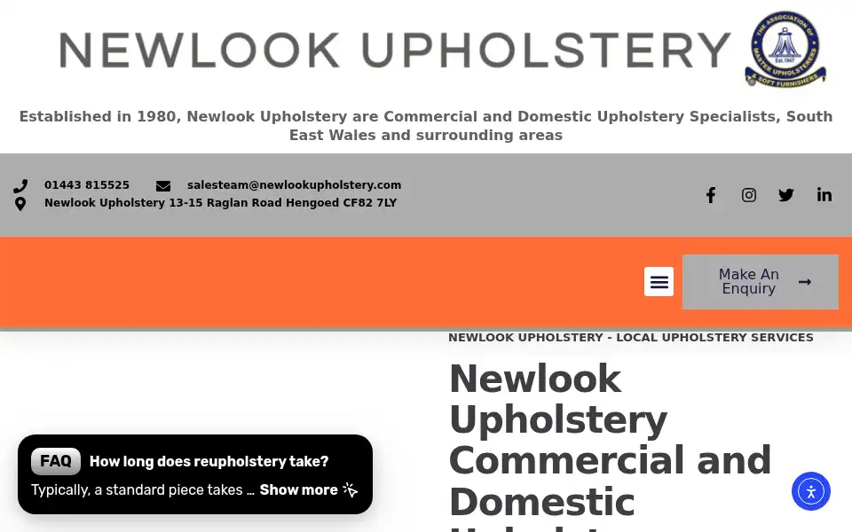 Screenshot of newlookupholstery.com