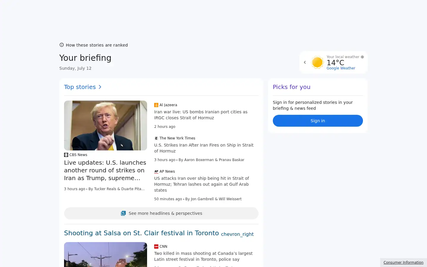 Screenshot of news.google.com