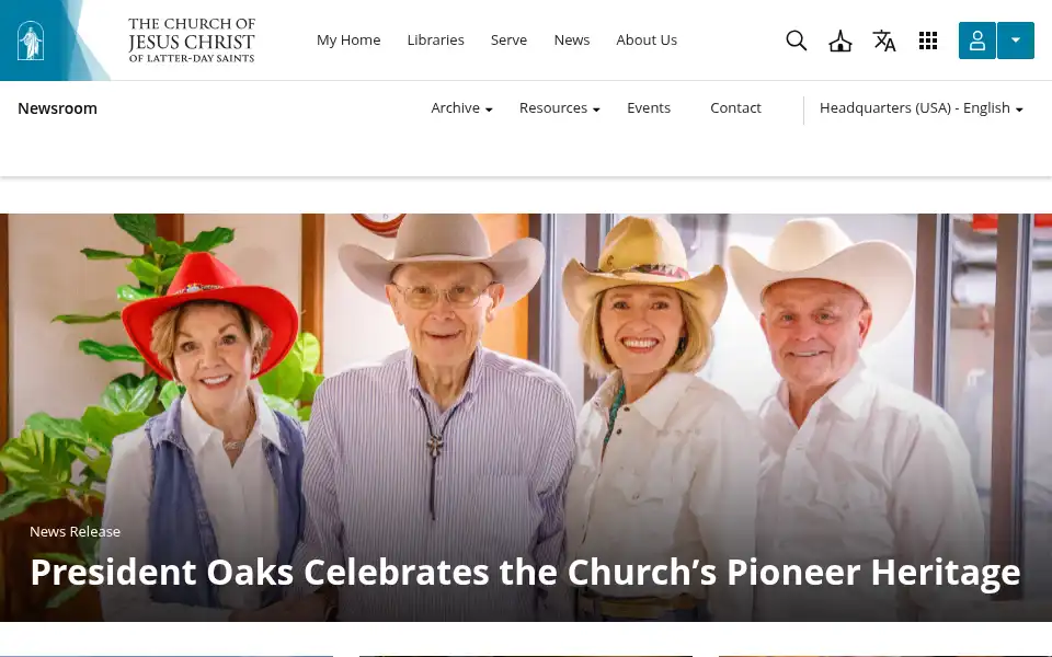 Screenshot of newsroom.churchofjesuschrist.org