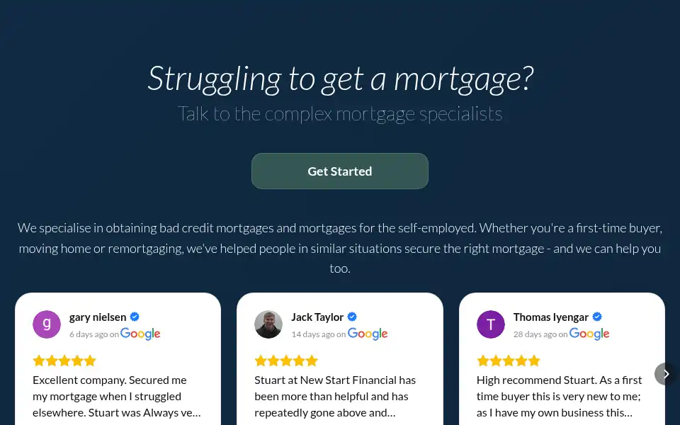 Screenshot of newstartfinancial.co.uk