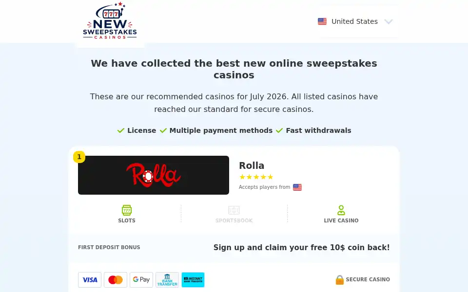 Screenshot of newsweepstakescasinos.review