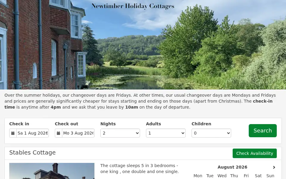 Screenshot of newtimberholidaycottages.co.uk
