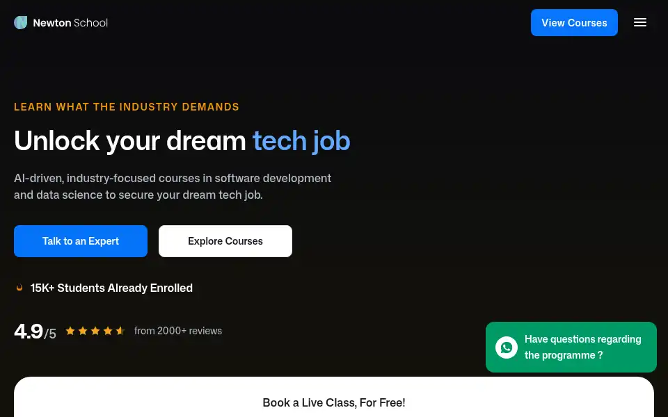 Screenshot of newtonschool.co