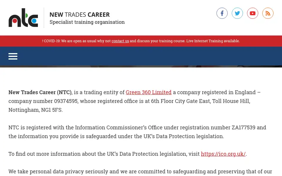 Screenshot of newtradescareer.co.uk