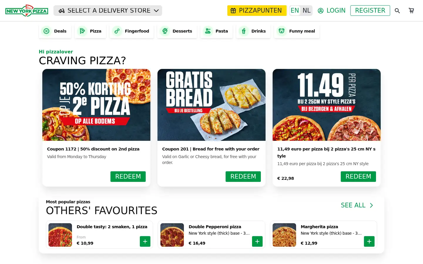 Screenshot of newyorkpizza.nl