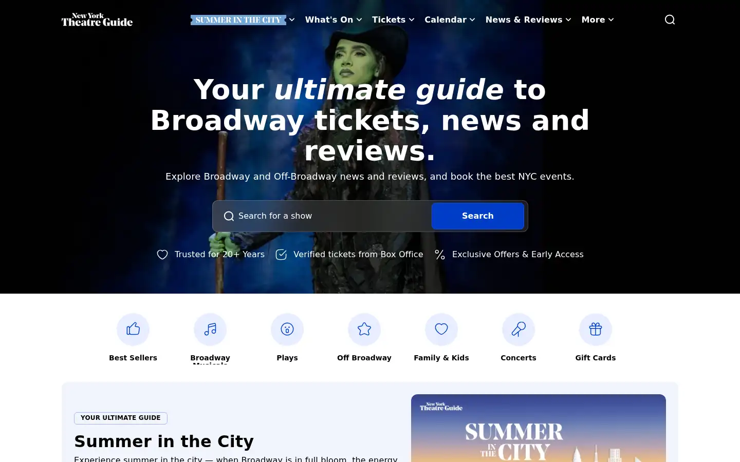 Screenshot of newyorktheatreguide.com