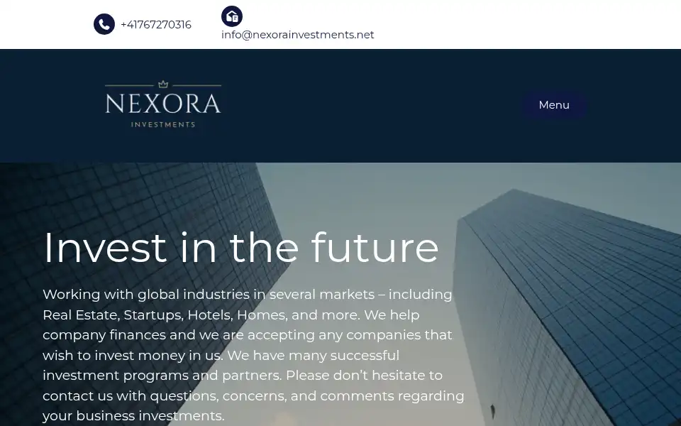 Screenshot of nexorainvestments.net