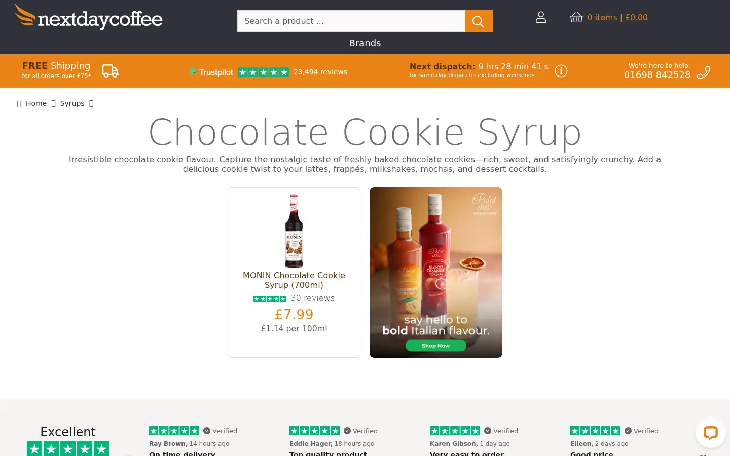 Screenshot of nextdaycoffee.co.uk