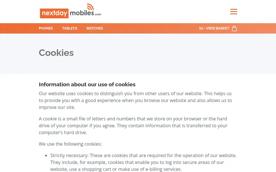 Screenshot of nextdaymobiles.com