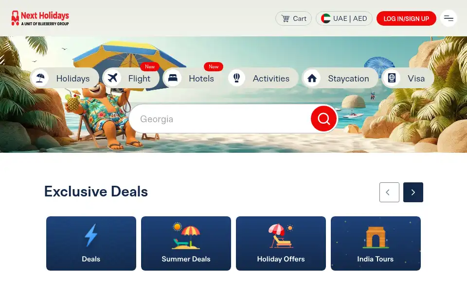 Screenshot of nextholidays.com
