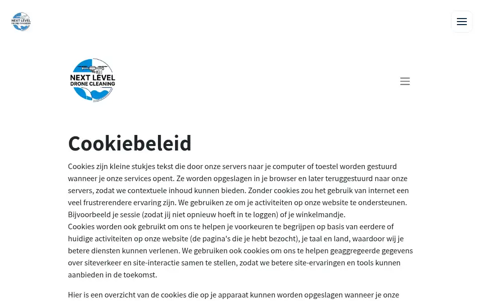 Screenshot of nextleveldronecleaning.be