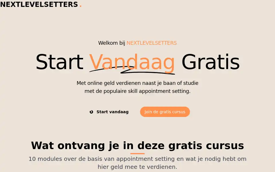 Screenshot of nextlevelsetters.nl