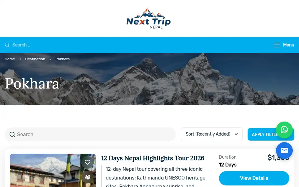 Screenshot of nexttripnepal.com