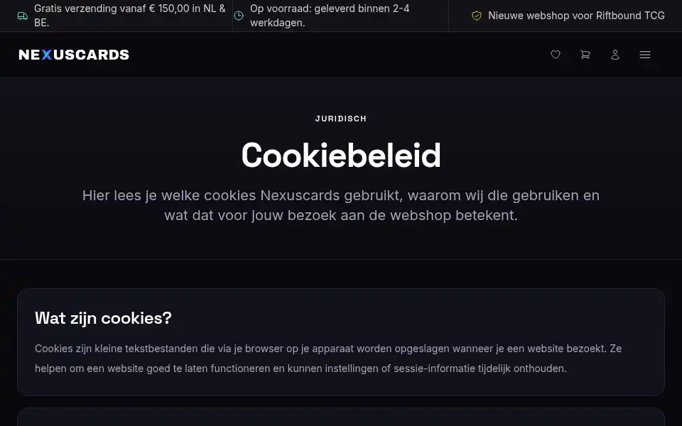 Screenshot of nexuscards.nl
