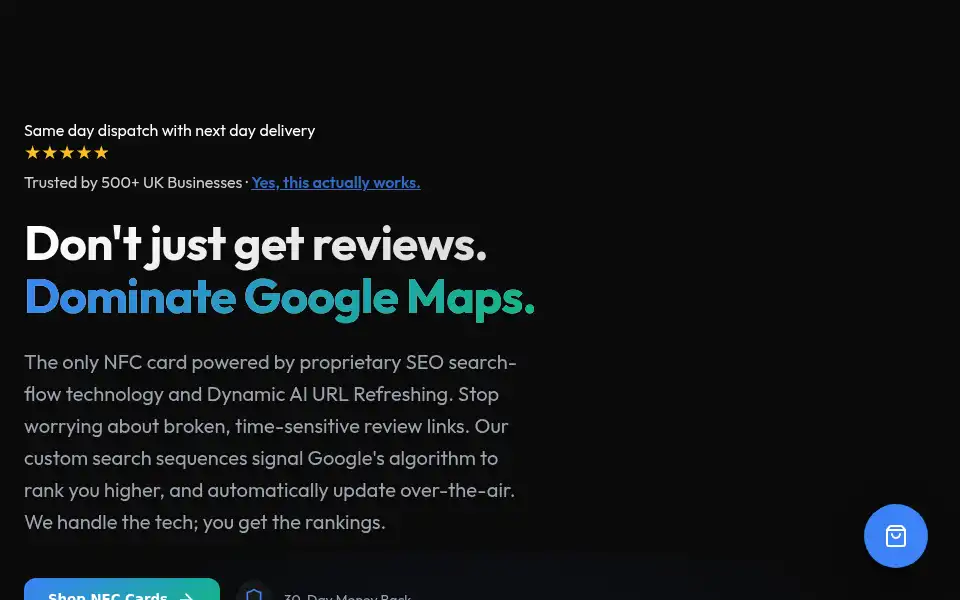 Screenshot of nfcreviewcards.uk