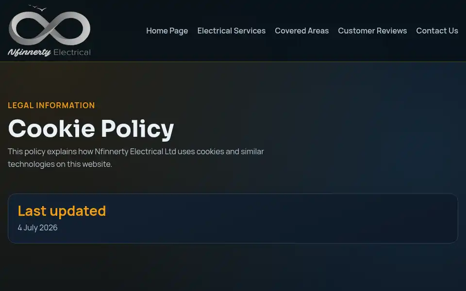 Screenshot of nfinnertyelectrical.com