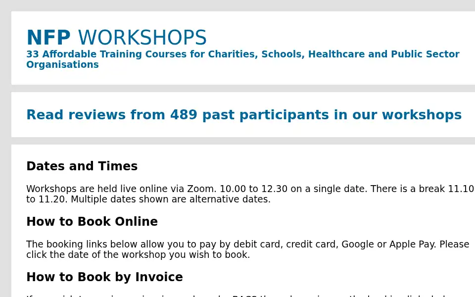 Screenshot of nfpworkshops.co.uk