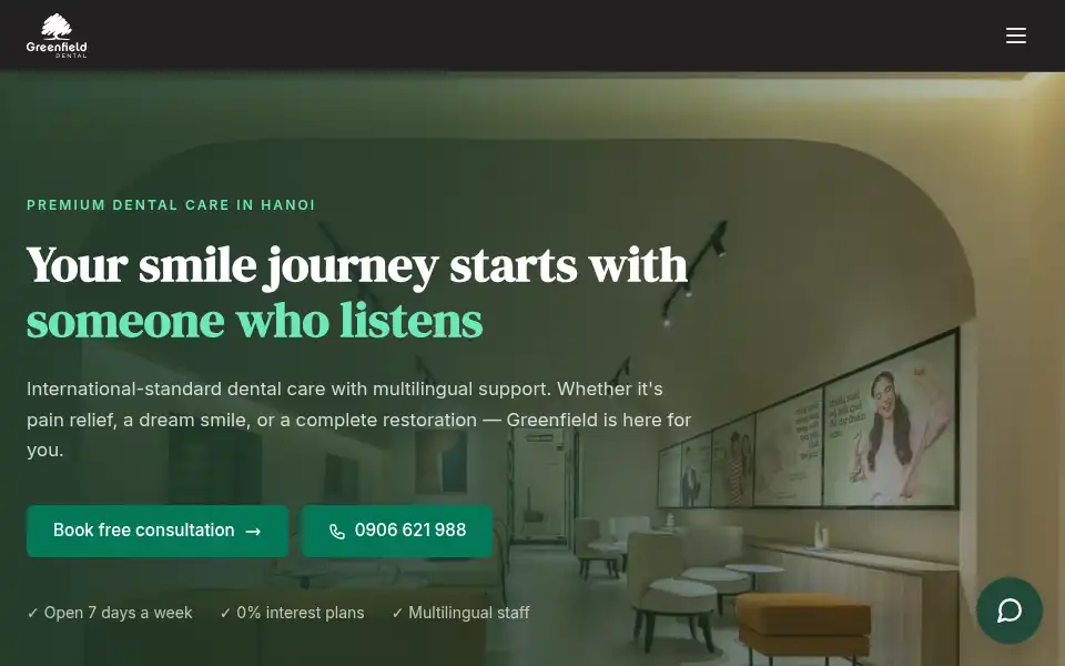 Screenshot of nhakhoagreenfield.com