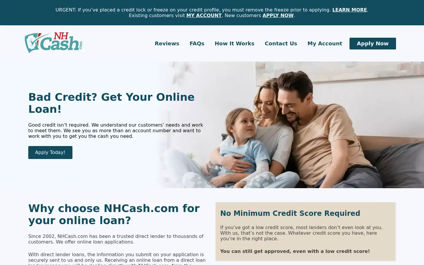 Screenshot of nhcash.com