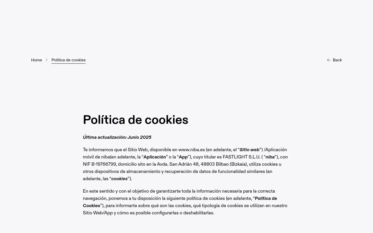 Screenshot of niba.es