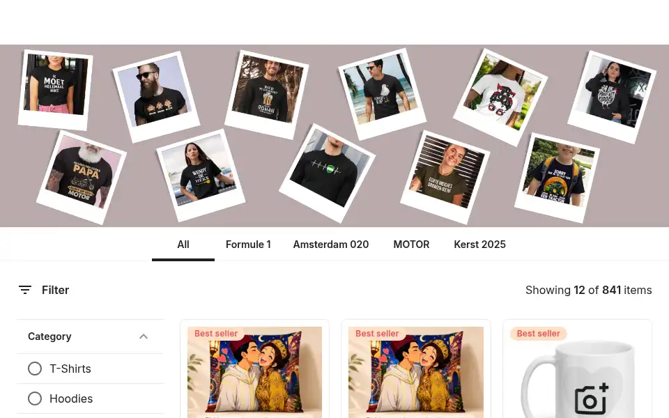Screenshot of niceshirts.nl