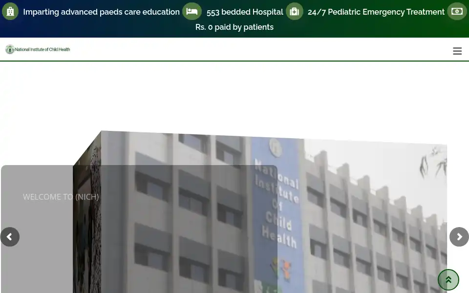 Screenshot of nich.edu.pk