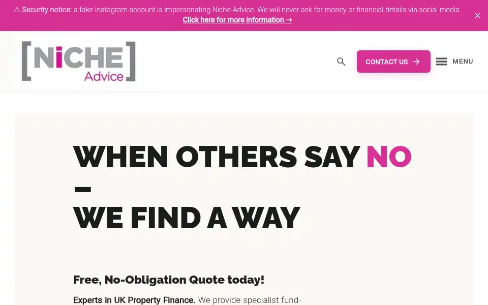 Screenshot of nicheadvice.co.uk