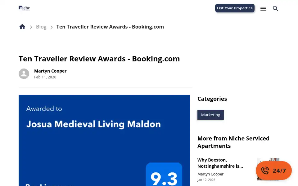 Screenshot of nicheservicedapartments.co.uk