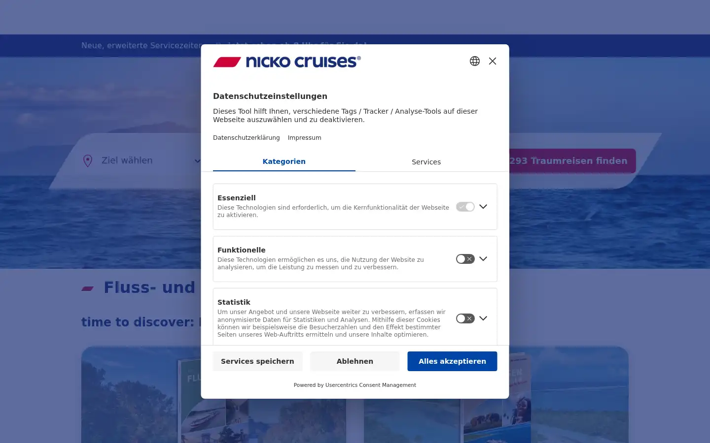 Screenshot of nicko-cruises.de