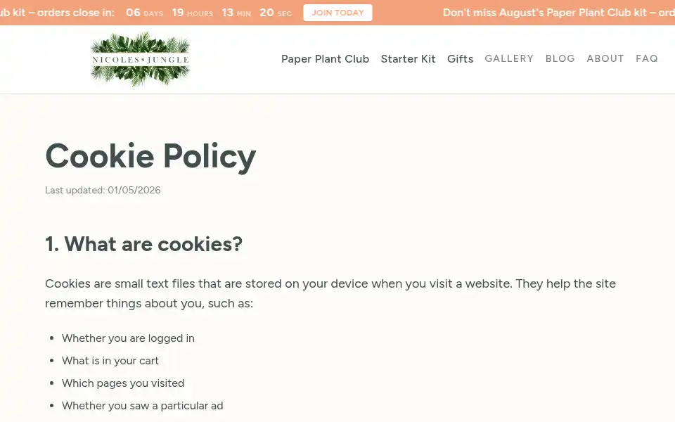 Screenshot of nicolesjungle.com