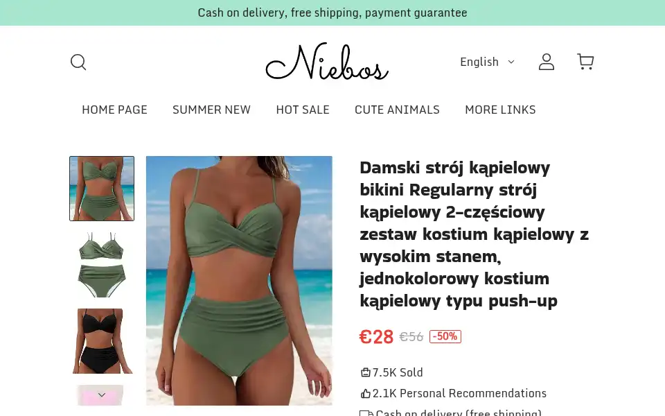 Screenshot of niebos.shop
