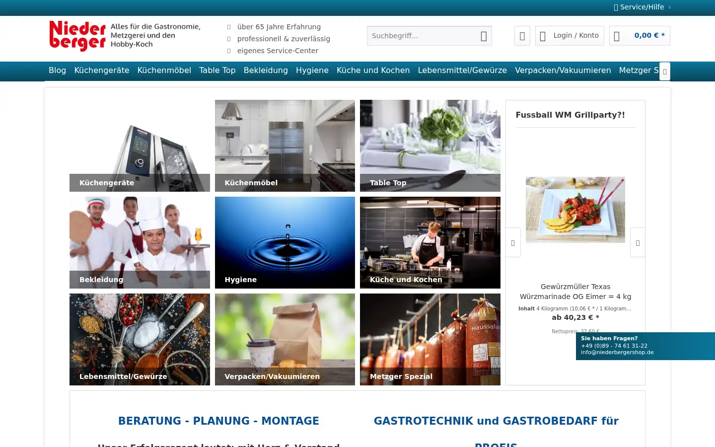 Screenshot of niederbergershop.de