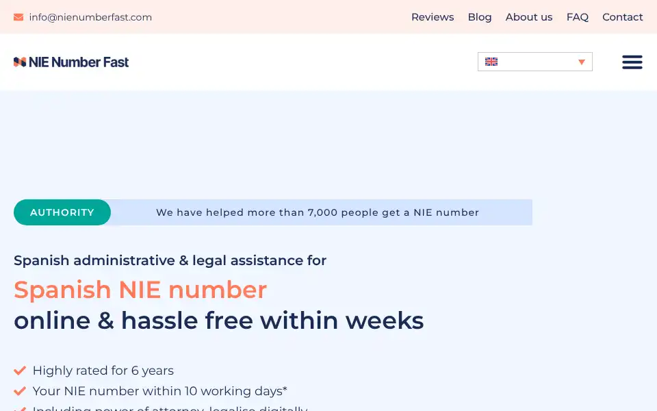Screenshot of nienumberfast.com