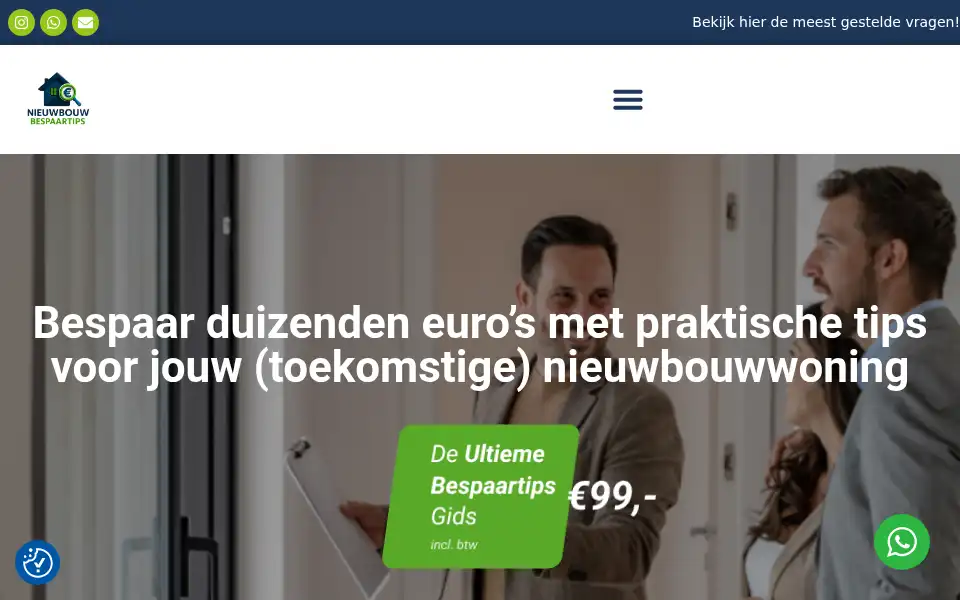 Screenshot of nieuwbouwbespaartips.nl