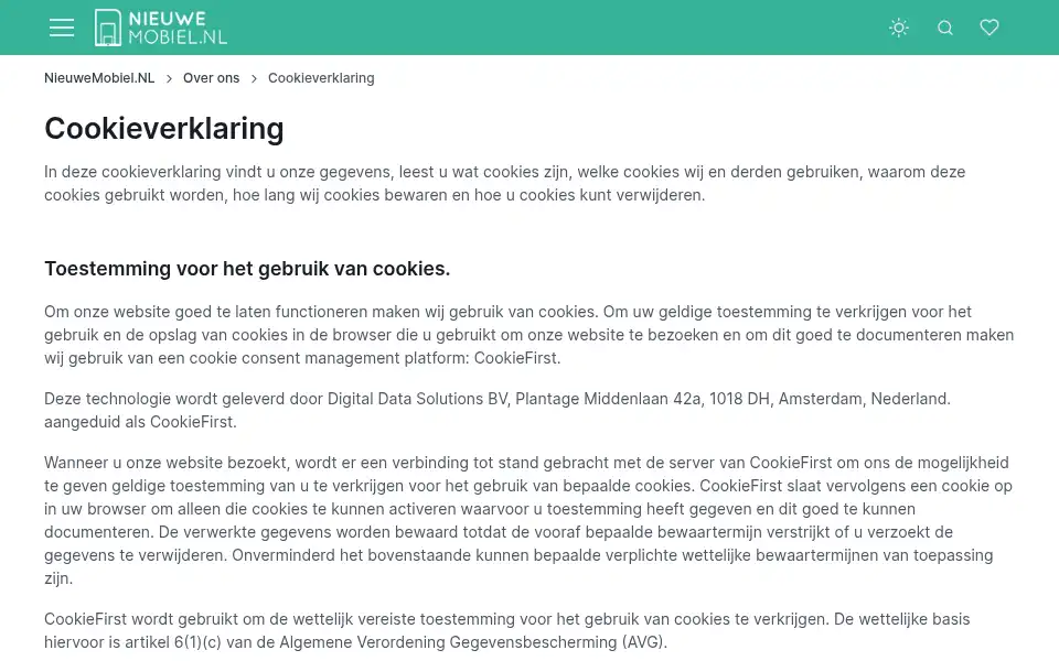 Screenshot of nieuwemobiel.nl