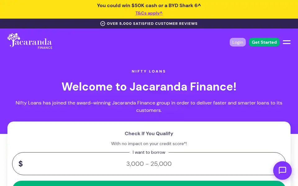 Screenshot of niftypersonalloans.com.au